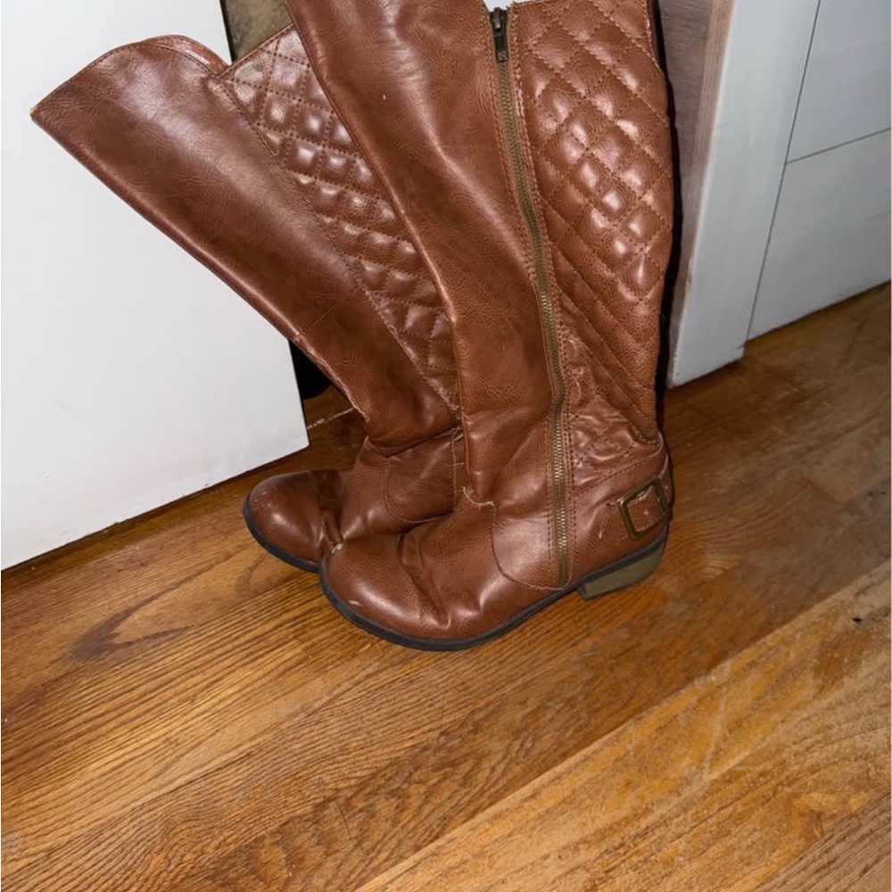 Source Unknown Brown Quilted Over the Knee Boots